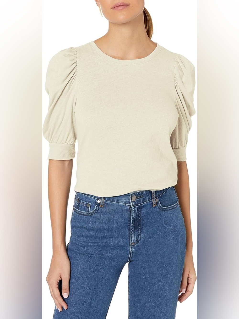 NWT Joie Artemesia Tee with Puffed Sleeves in Aged White, size M
